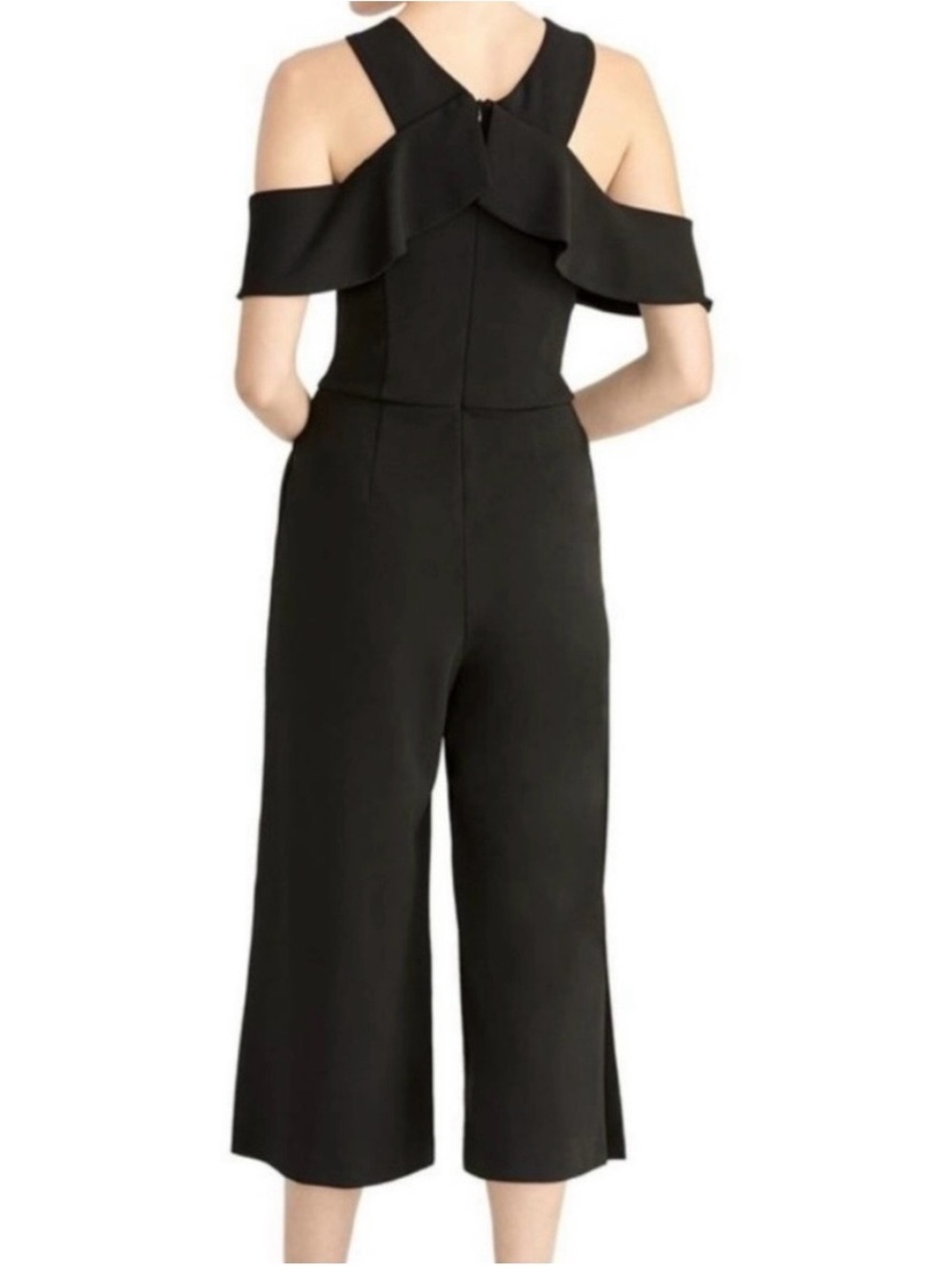 RACHEL Roy Black Cold Shoulder Wide-Leg Jumpsuit. - Picture 11 of 12
